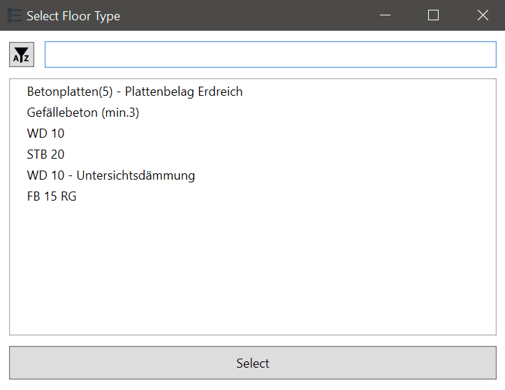Floor types by the names you chose