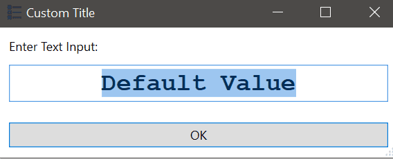 The text input dialog