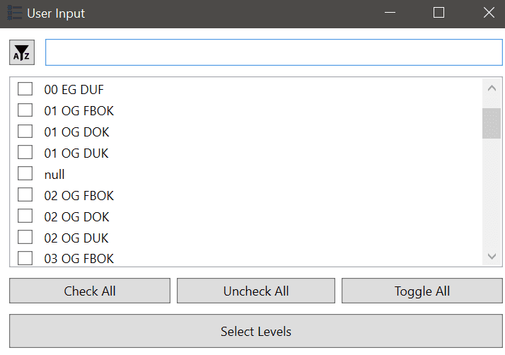 Picking levels from the list